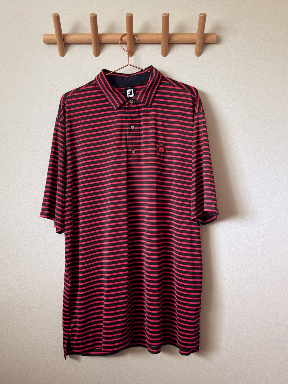 FootJoy Black and Red Striped Men's Golf Polo